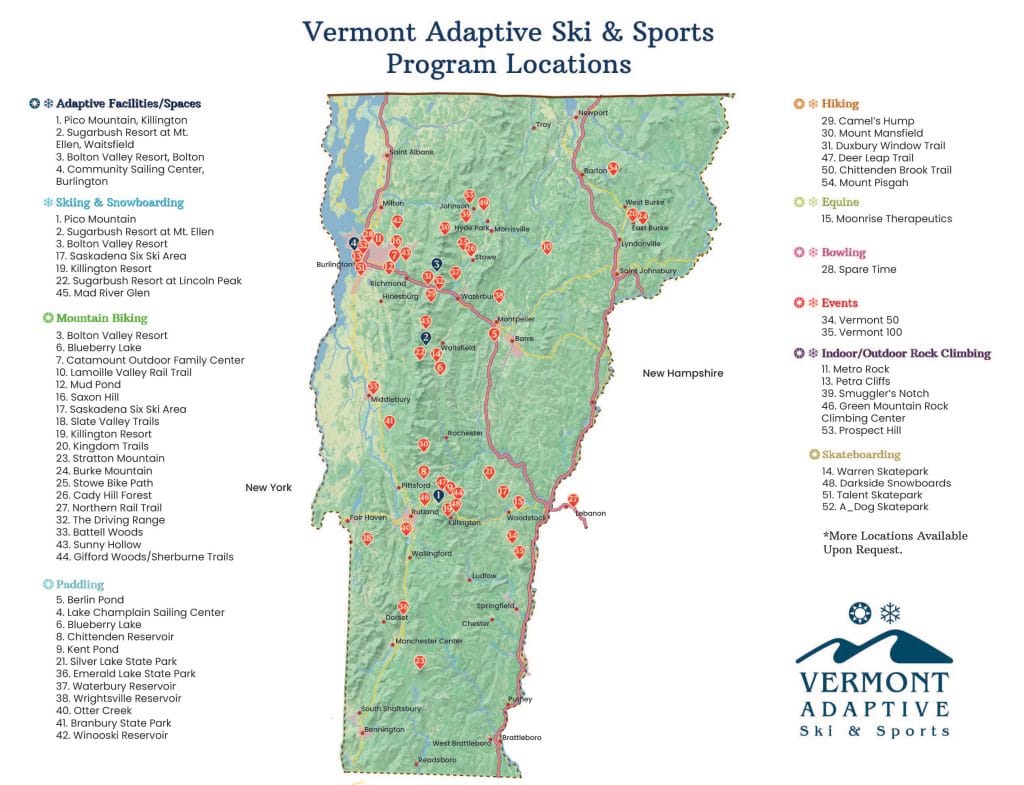 Vermont Adaptive Program Map